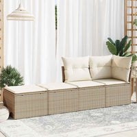 Thumbnail for 2-tlg. Garten-Sofagarnitur mit Kissen Beige Poly Rattan Akazie
