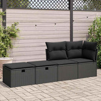 Thumbnail for 2-tlg. Garten-Sofagarnitur mit Kissen Schwarz Poly Rattan