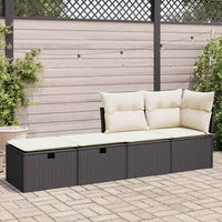 Thumbnail for 2-tlg. Garten-Sofagarnitur mit Kissen Schwarz Poly Rattan