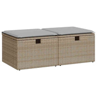 Thumbnail for 2-tlg. Garten-Sofagarnitur mit Kissen Beige Poly Rattan Akazie
