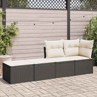 Thumbnail for 2-tlg. Garten-Sofagarnitur mit Kissen Schwarz Poly Rattan