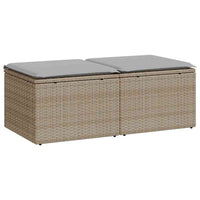 Thumbnail for 2-tlg. Garten-Sofagarnitur mit Kissen Beige Poly Rattan Akazie