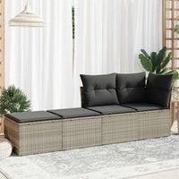 Thumbnail for 2-tlg. Garten-Sofagarnitur mit Kissen Hellgrau Poly Rattan