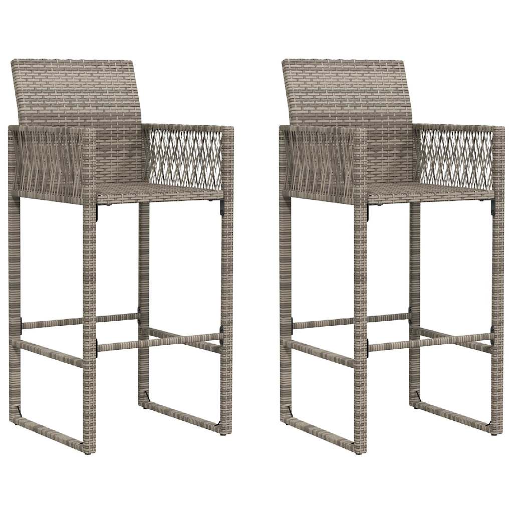 3-tlg. Gartenbar-Set ohne Kissen Grau Poly Rattan Akazie