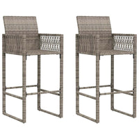 Thumbnail for 3-tlg. Gartenbar-Set ohne Kissen Grau Poly Rattan Akazie