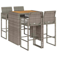 Thumbnail for 5-tlg. Gartenbar-Set ohne Kissen Grau Poly Rattan Akazie