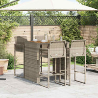 Thumbnail for 5-tlg. Gartenbar-Set ohne Kissen Grau Poly Rattan Akazie