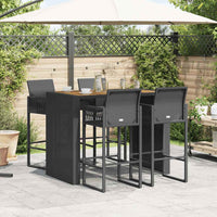 Thumbnail for 5-tlg. Gartenbar-Set ohne Kissen Schwarz Poly Rattan Akazie