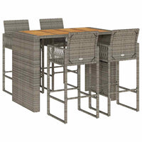 Thumbnail for 5-tlg. Gartenbar-Set ohne Kissen Grau Poly Rattan Akazie