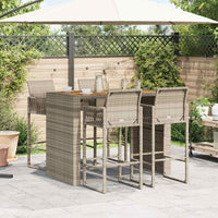 Thumbnail for 5-tlg. Gartenbar-Set ohne Kissen Grau Poly Rattan Akazie