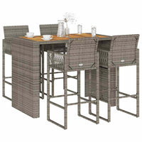 Thumbnail for 5-tlg. Gartenbar-Set ohne Kissen Grau Poly Rattan Akazie