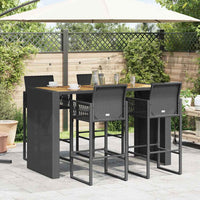 Thumbnail for 5-tlg. Gartenbar-Set ohne Kissen Schwarz Poly Rattan Akazie