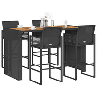 Thumbnail for 5-tlg. Gartenbar-Set ohne Kissen Schwarz Poly Rattan Akazie