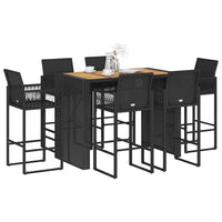 Thumbnail for 7-tlg. Gartenbar-Set ohne Kissen Schwarz Poly Rattan Akazie
