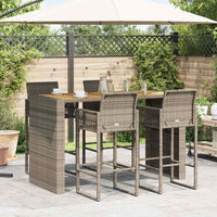 Thumbnail for 5-tlg. Gartenbar-Set ohne Kissen Grau Poly Rattan Akazie