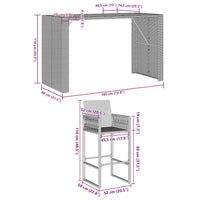 Thumbnail for 5-tlg. Gartenbar-Set ohne Kissen Grau Poly Rattan Akazie