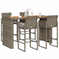 Thumbnail for 5-tlg. Gartenbar-Set ohne Kissen Grau Poly Rattan Akazie