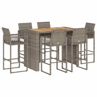Thumbnail for 7-tlg. Gartenbar-Set ohne Kissen Grau Poly Rattan Akazie