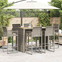 Thumbnail for 7-tlg. Gartenbar-Set ohne Kissen Grau Poly Rattan Akazie