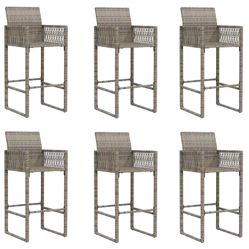 7-tlg. Gartenbar-Set ohne Kissen Grau Poly Rattan Akazie