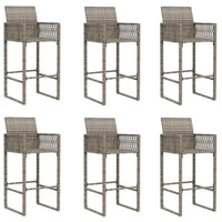 Thumbnail for 7-tlg. Gartenbar-Set ohne Kissen Grau Poly Rattan Akazie