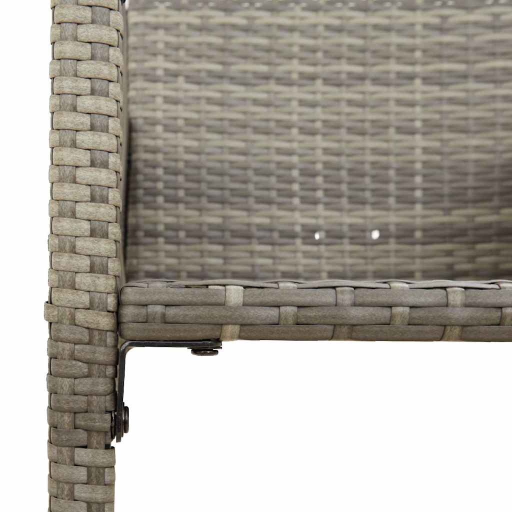 7-tlg. Gartenbar-Set ohne Kissen Grau Poly Rattan Akazie