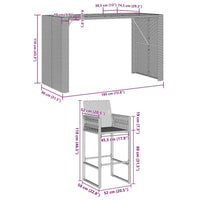 Thumbnail for 7-tlg. Gartenbar-Set ohne Kissen Grau Poly Rattan Akazie