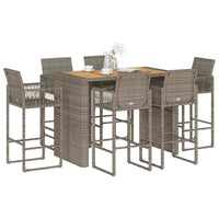 Thumbnail for 7-tlg. Gartenbar-Set ohne Kissen Grau Poly Rattan Akazie