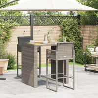 Thumbnail for 3-tlg. Gartenbar-Set mit Kissen Grau Poly Rattan Akazie