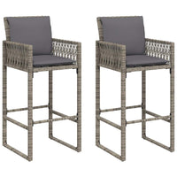 Thumbnail for 3-tlg. Gartenbar-Set mit Kissen Grau Poly Rattan Akazie