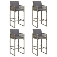 Thumbnail for 5-tlg. Gartenbar-Set mit Kissen Grau Poly Rattan Akazie