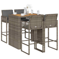 Thumbnail for 5-tlg. Gartenbar-Set mit Kissen Grau Poly Rattan Akazie