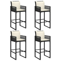 Thumbnail for 5-tlg. Gartenbar-Set mit Kissen Schwarz Poly Rattan Akazie