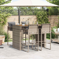 Thumbnail for 5-tlg. Gartenbar-Set mit Kissen Grau Poly Rattan Akazie