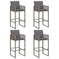 Thumbnail for 5-tlg. Gartenbar-Set mit Kissen Grau Poly Rattan Akazie