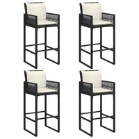 Thumbnail for 5-tlg. Gartenbar-Set mit Kissen Schwarz Poly Rattan Akazie