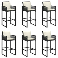 Thumbnail for 7-tlg. Gartenbar-Set mit Kissen Schwarz Poly Rattan Akazie