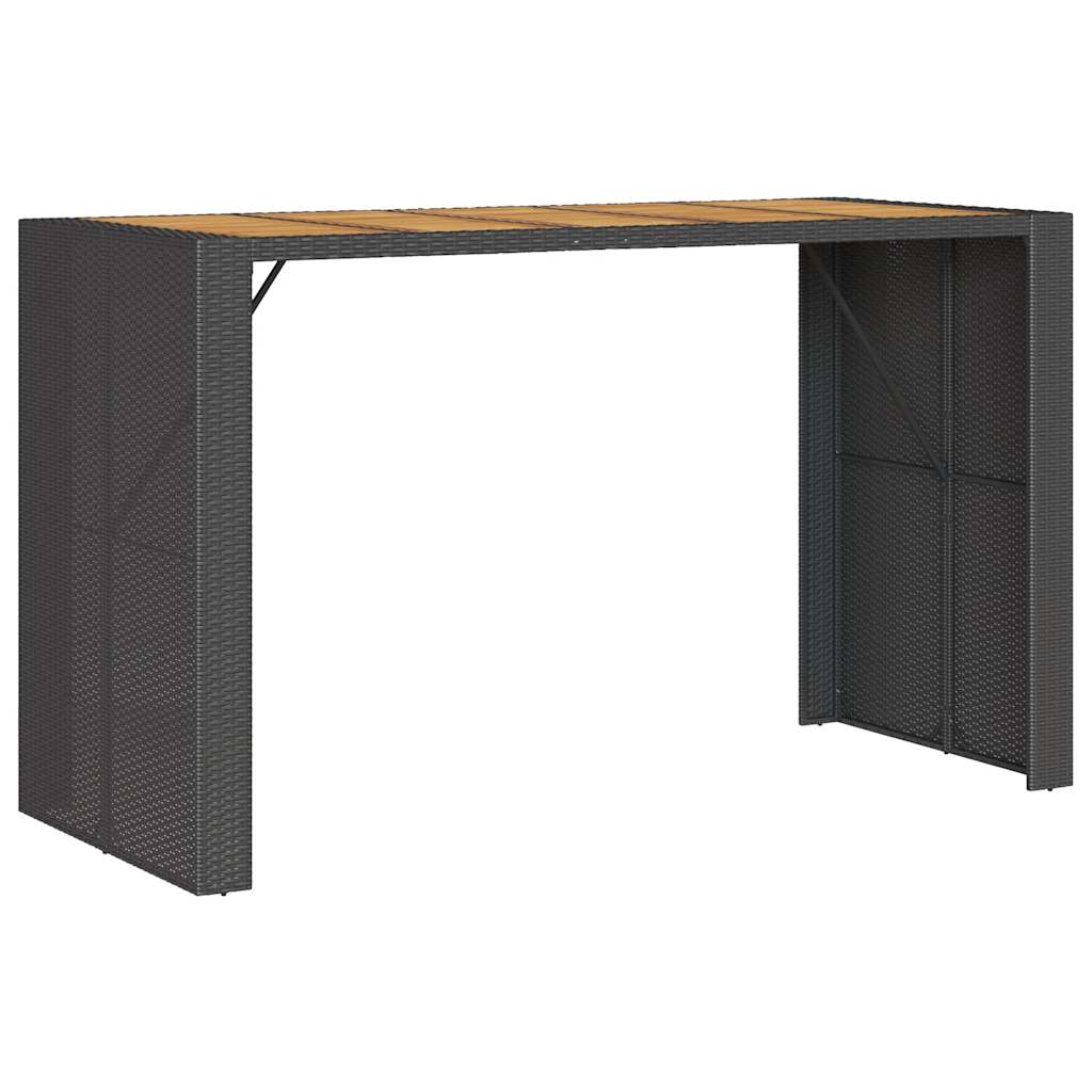 7-tlg. Gartenbar-Set mit Kissen Schwarz Poly Rattan Akazie