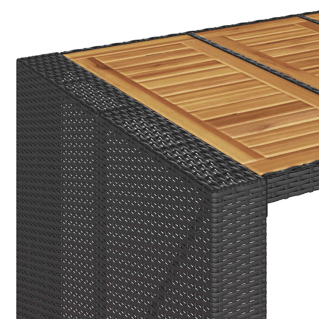7-tlg. Gartenbar-Set mit Kissen Schwarz Poly Rattan Akazie
