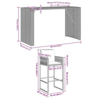 Thumbnail for 7-tlg. Gartenbar-Set mit Kissen Schwarz Poly Rattan Akazie
