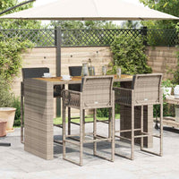 Thumbnail for 5-tlg. Gartenbar-Set mit Kissen Grau Poly Rattan Akazie