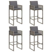 Thumbnail for 5-tlg. Gartenbar-Set mit Kissen Grau Poly Rattan Akazie