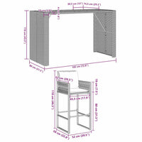 Thumbnail for 5-tlg. Gartenbar-Set mit Kissen Grau Poly Rattan Akazie