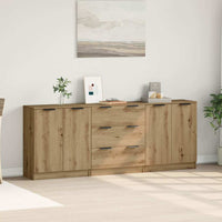 Thumbnail for Sideboards 3 Stk. Artisan-Eiche 60x30x70 cm Holzwerkstoff