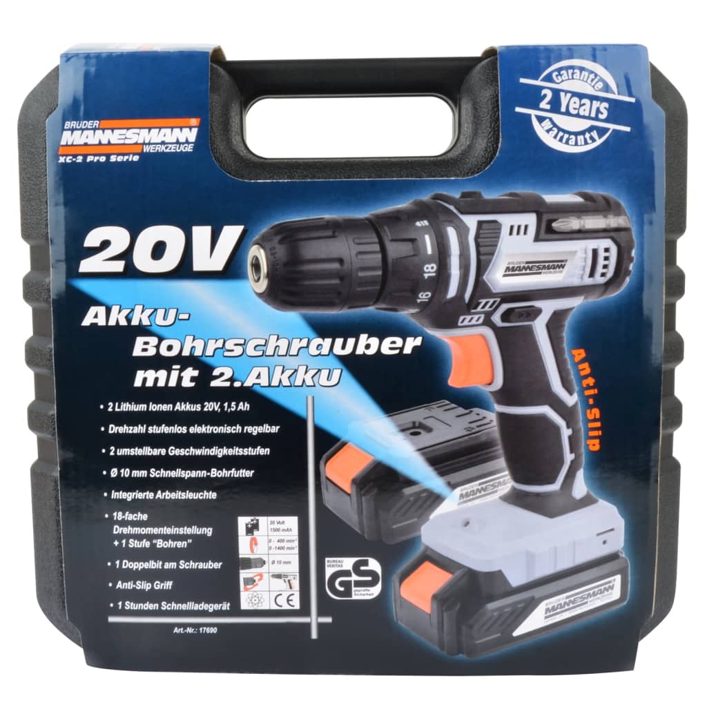 Brüder Mannesmann Akku-Bohrschrauber 2x20 V 1,5 Ah