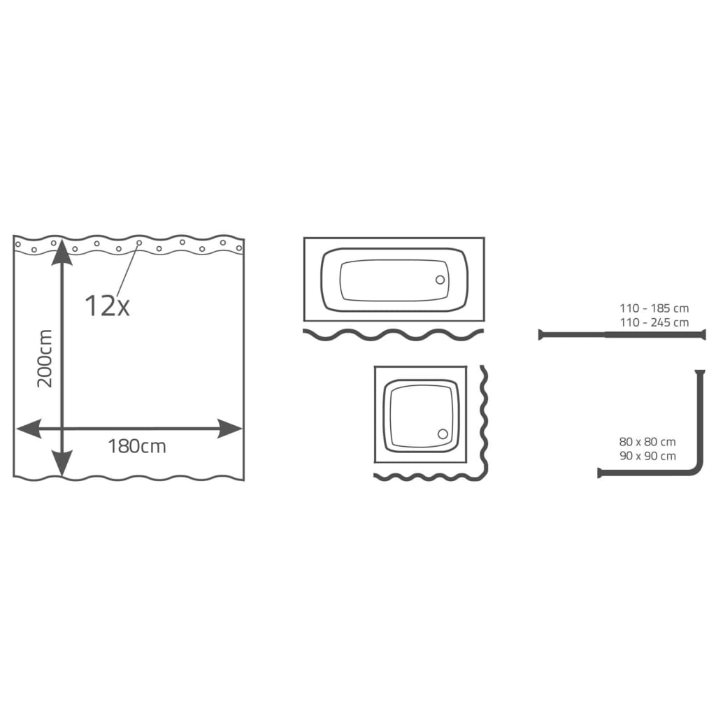 RIDDER Duschvorhang Vinyl Schmetterlings-Design