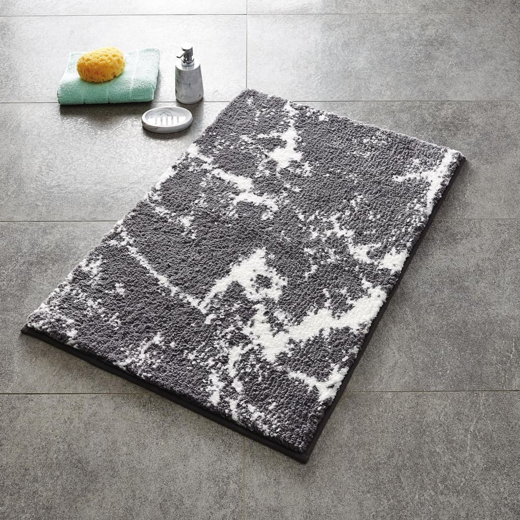 RIDDER Badteppich Marmor Grau-Weiß 90 x 60 cm