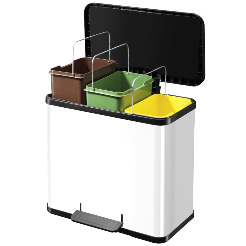 Hailo Tretmülleimer Oko Trio Plus Größe L 3×9L Weiß 0633-230
