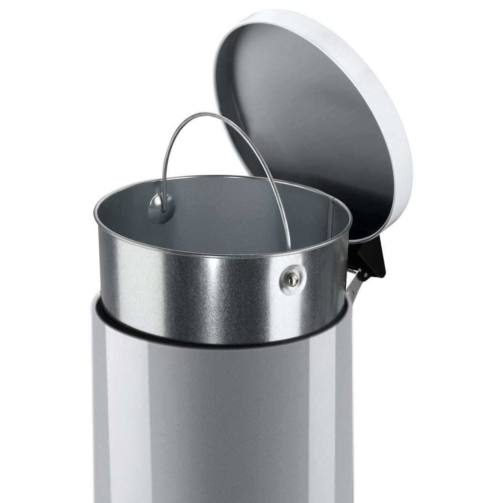 Hailo Tretmülleimer Solid M 12 L Silbern mit Verzinktem Inneneimer