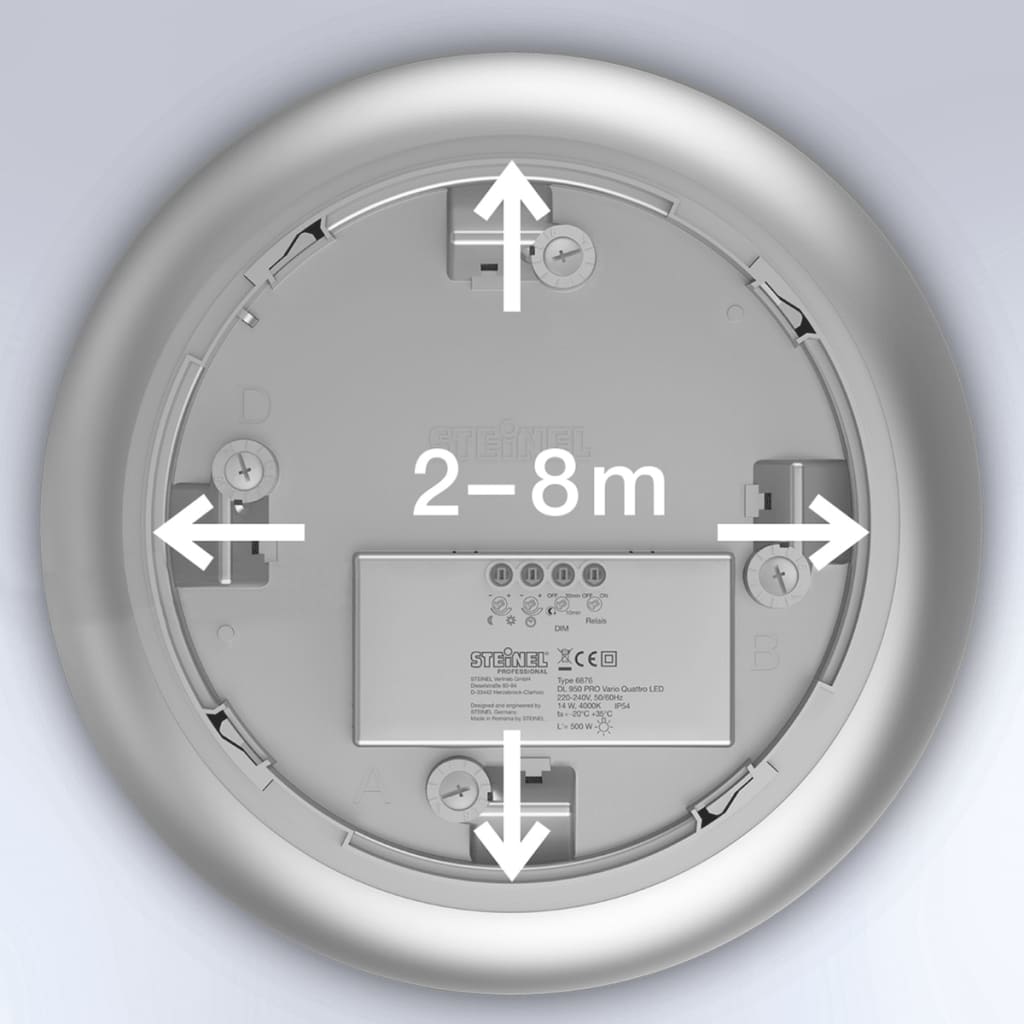Steinel Sensor-Außenleuchte DL Vario Quattro LED WW Silber 035440